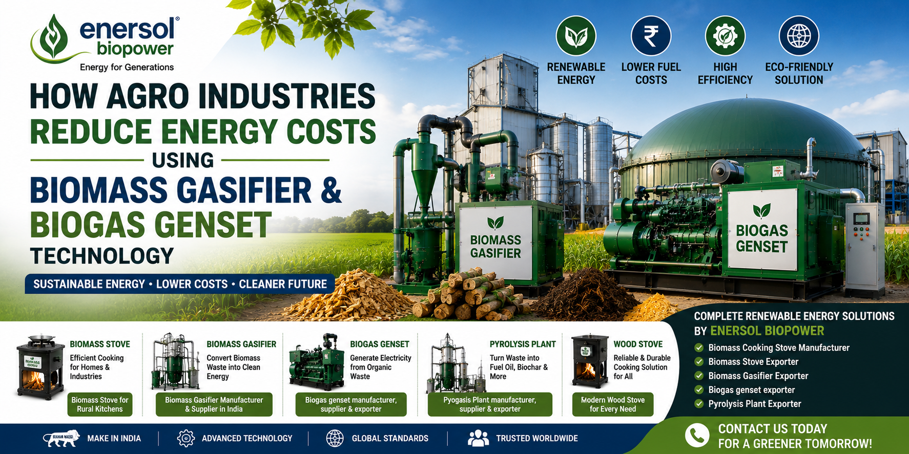 Agro Industries Biomass Gasifier and Biogas Genset