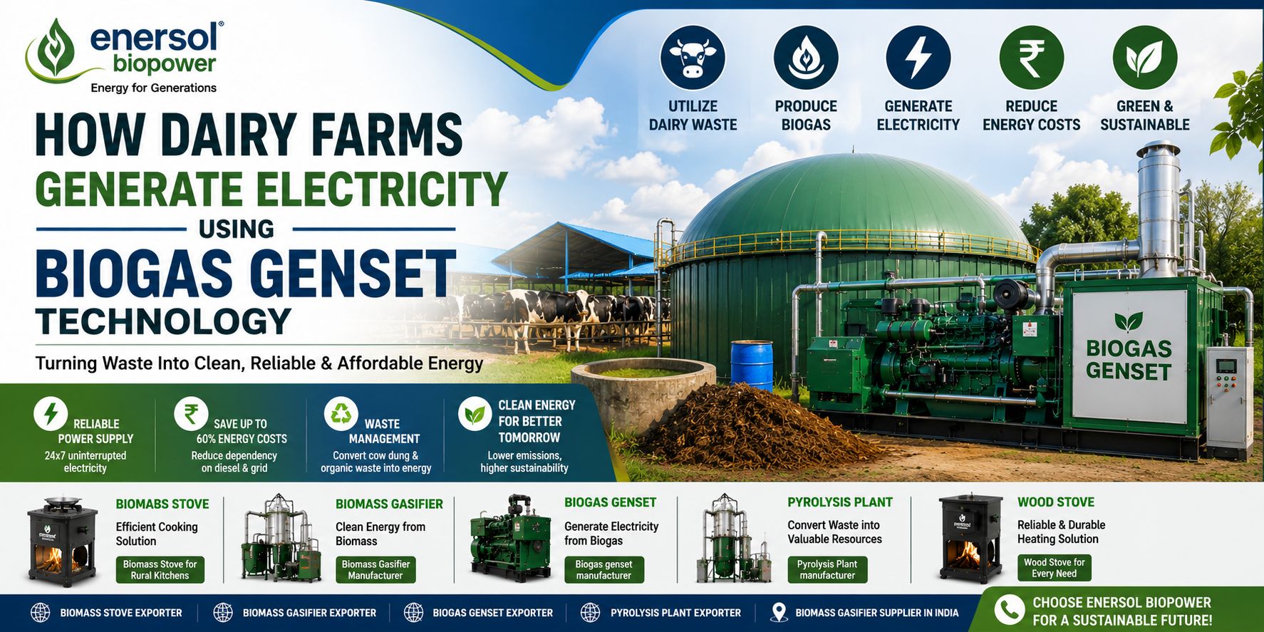 Dairy Farm Biogas Genset Electricity Generation