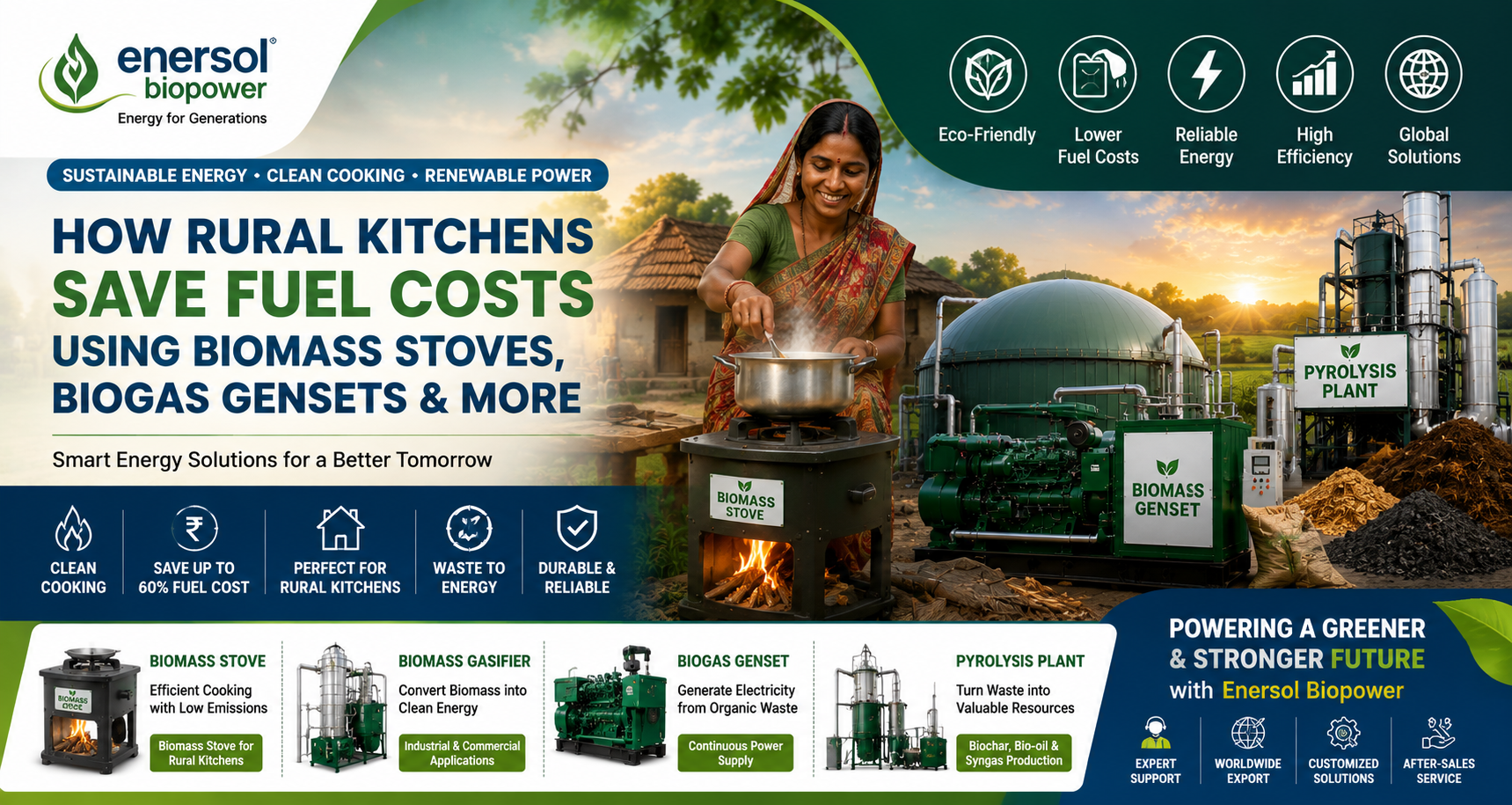 Rural Kitchen Biomass Stove and Biogas Genset Solutions