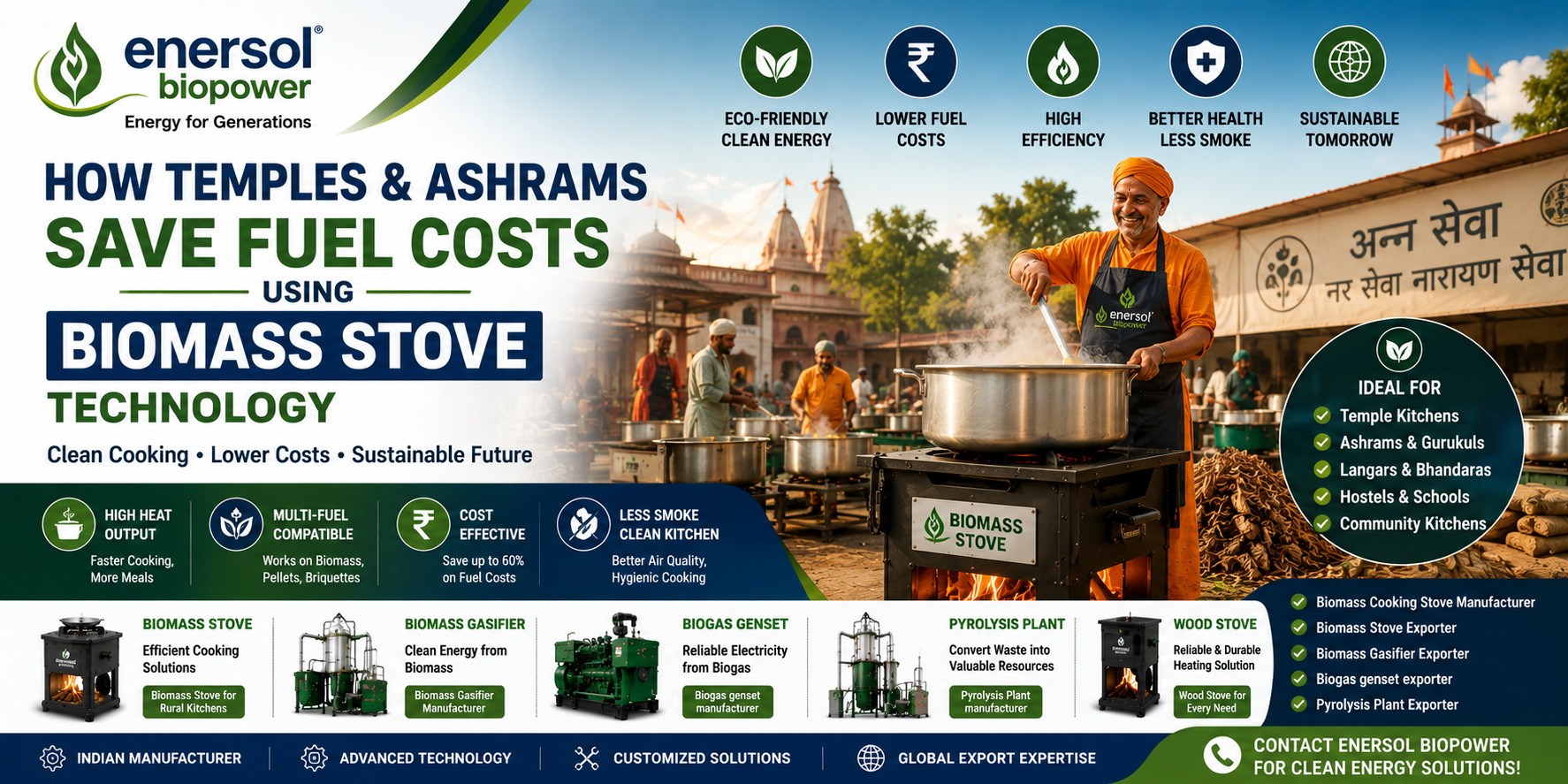 Temple and Ashram Biomass Stove Fuel Saving