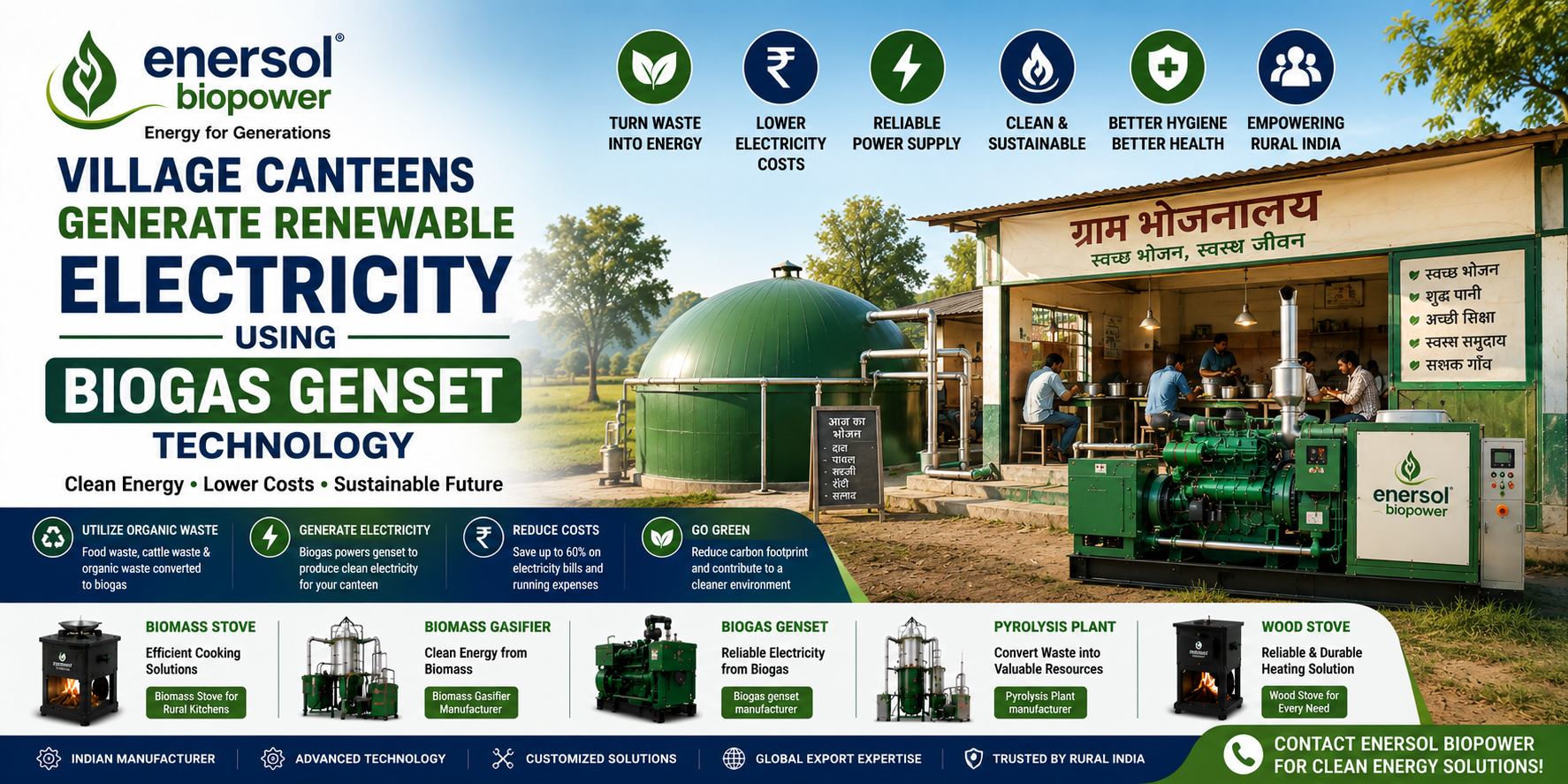 Village Canteen Biogas Genset Renewable Electricity